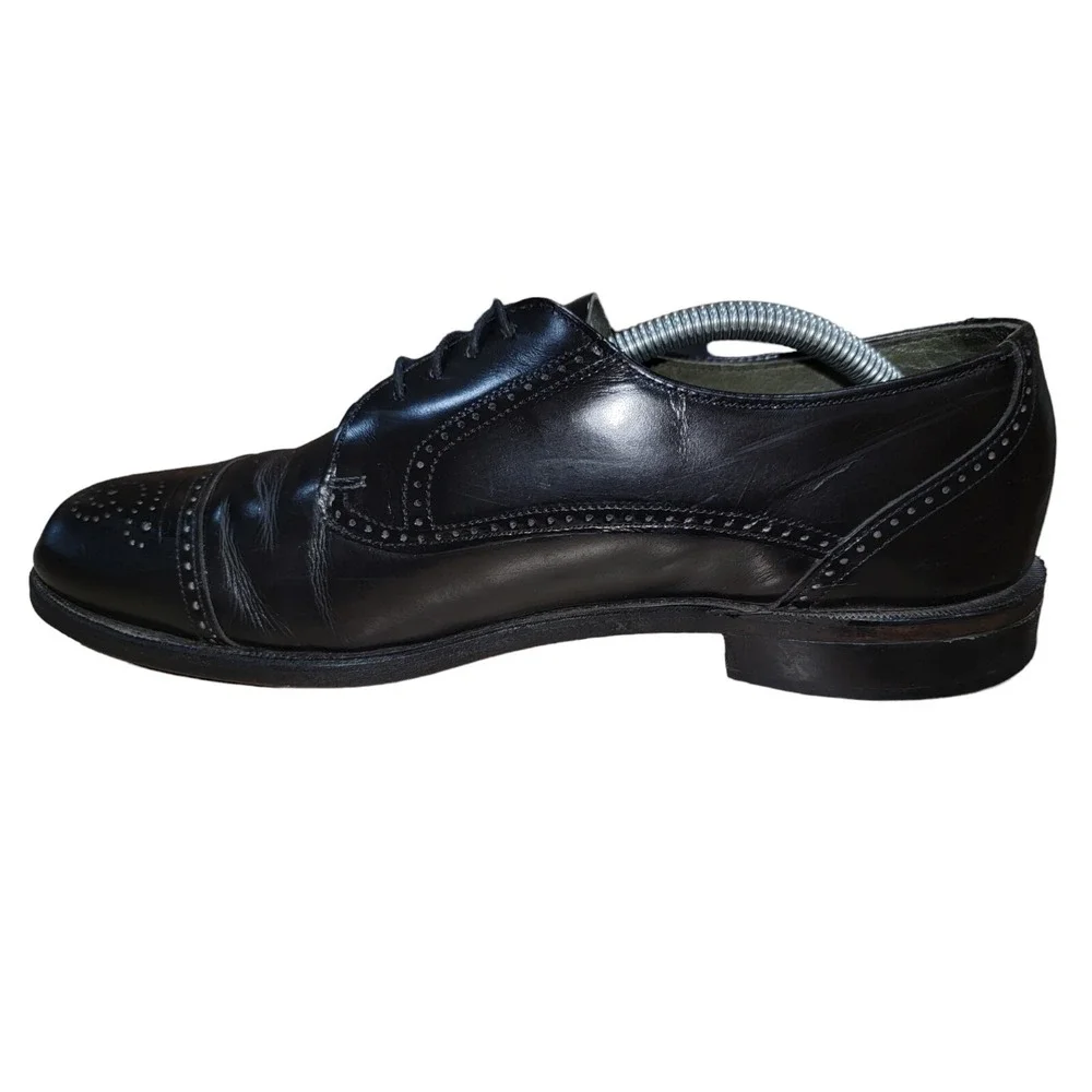 Dexter Men's Wing Tip Black Leather Oxford‎ Broguing Dress Shoes Size 10.5 M USA